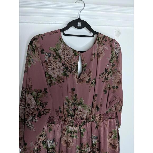 Torrid Dress Womens 2 Pink Floral Wrap Fit & Flare Chiffon Ruffle Midi Boho - Picture 6 of 7